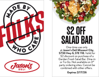 $2 Off Salad Bar Card