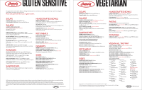 Gluten Free / Vegetarian Menus July 2025